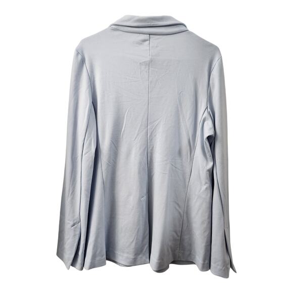 Miller Wendt Blue Open Front Blazer M Stretch Preppy Classic Office - Picture 3 of 8